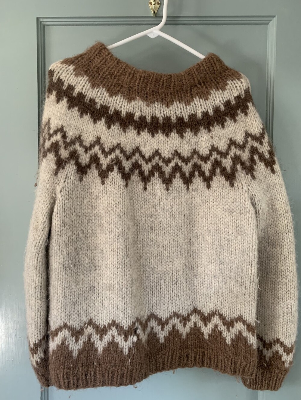 Women's Brown and Cream Icelandic Wool Sweater